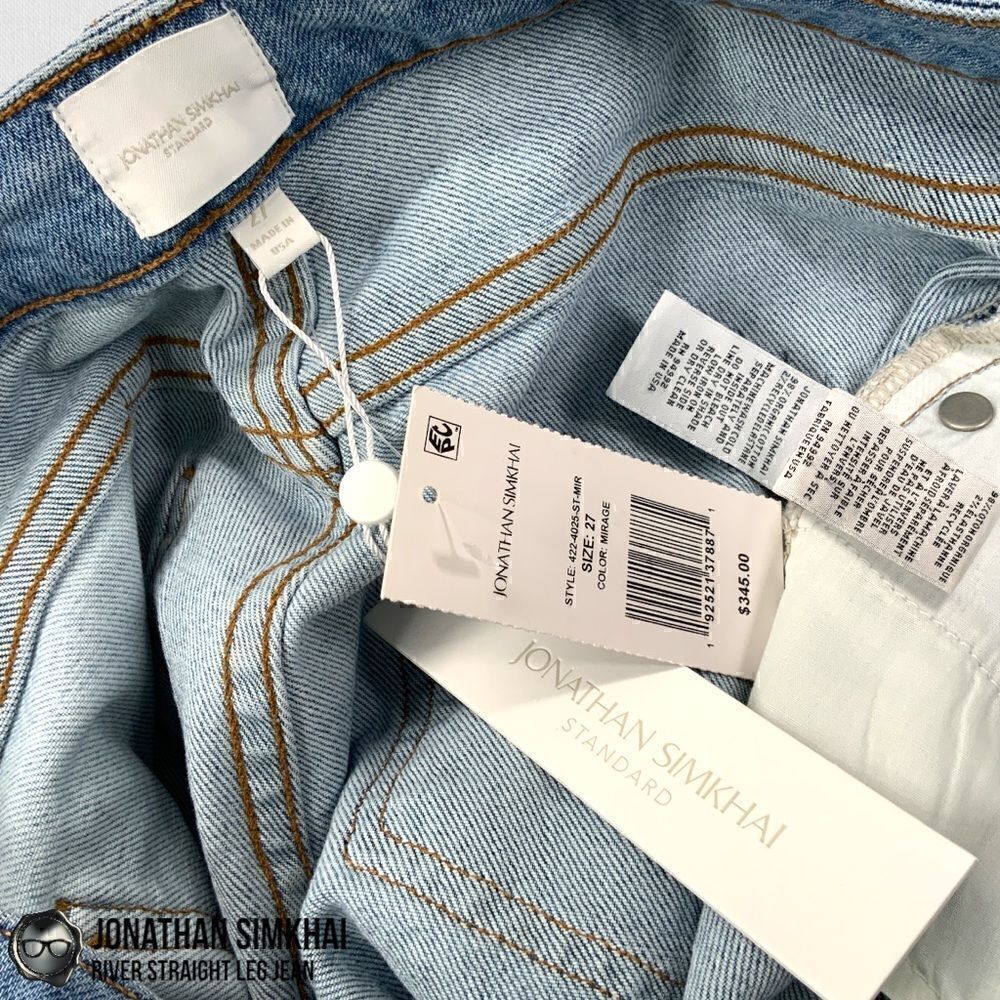 JONATHAN SIMKHAI RIVER STRAIGHT LEG DISTRESSED PATCHWORK JEANS IN INDIGO BLUE 27 - Picture 14 of 16